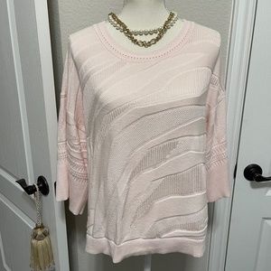 Cabi- Pink Animal Pattern Shy Pullover- Medium